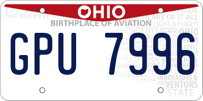 OH license plate GPU7996