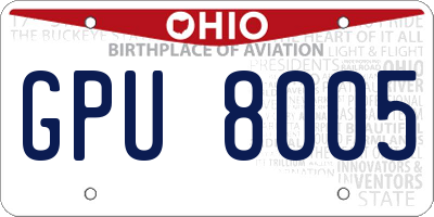 OH license plate GPU8005