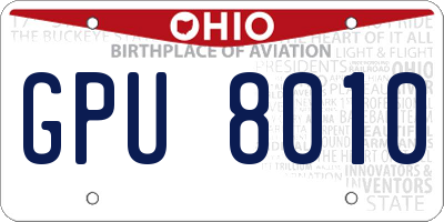 OH license plate GPU8010
