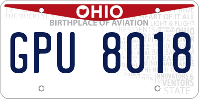 OH license plate GPU8018