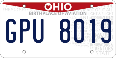 OH license plate GPU8019