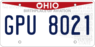 OH license plate GPU8021