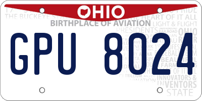 OH license plate GPU8024