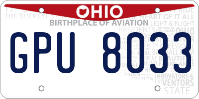 OH license plate GPU8033