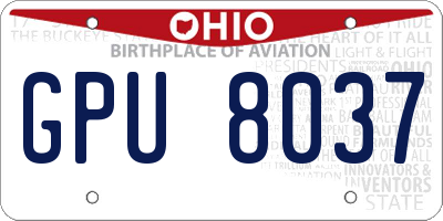 OH license plate GPU8037