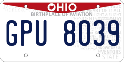 OH license plate GPU8039