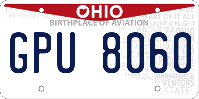 OH license plate GPU8060