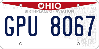 OH license plate GPU8067