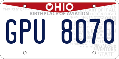 OH license plate GPU8070