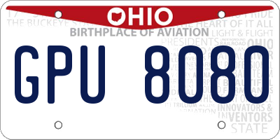 OH license plate GPU8080