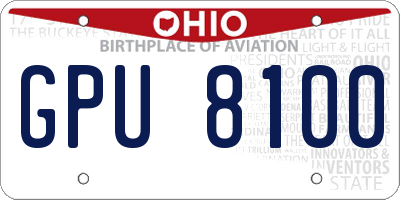 OH license plate GPU8100