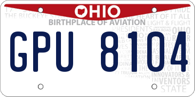OH license plate GPU8104