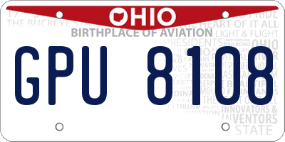 OH license plate GPU8108