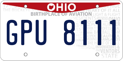 OH license plate GPU8111