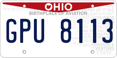 OH license plate GPU8113