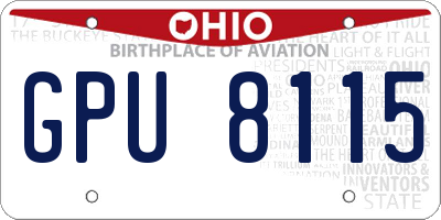OH license plate GPU8115