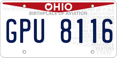 OH license plate GPU8116