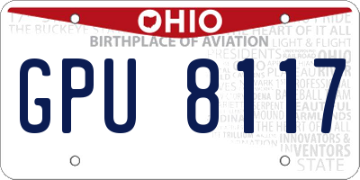 OH license plate GPU8117
