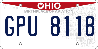 OH license plate GPU8118