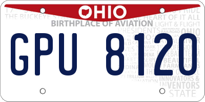 OH license plate GPU8120