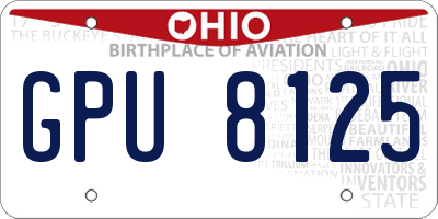 OH license plate GPU8125