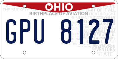 OH license plate GPU8127