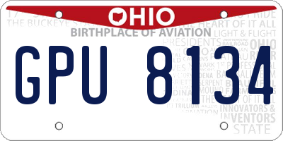 OH license plate GPU8134
