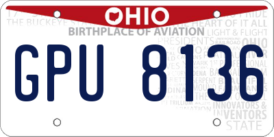 OH license plate GPU8136