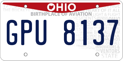 OH license plate GPU8137