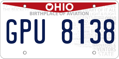 OH license plate GPU8138