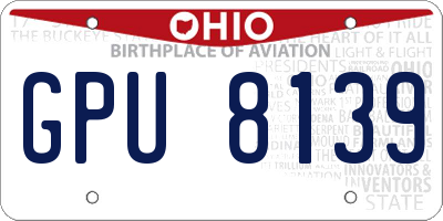 OH license plate GPU8139