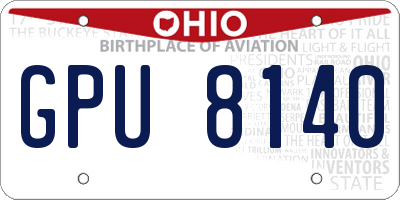 OH license plate GPU8140