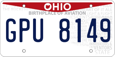 OH license plate GPU8149