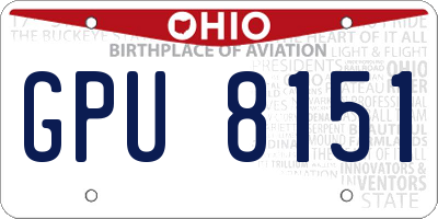 OH license plate GPU8151