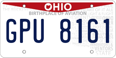 OH license plate GPU8161
