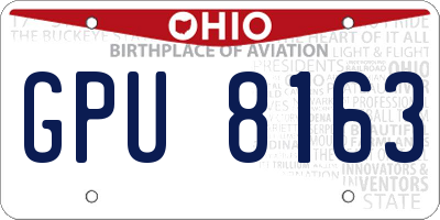 OH license plate GPU8163