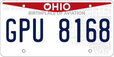 OH license plate GPU8168