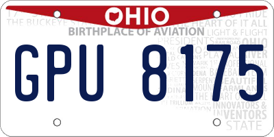 OH license plate GPU8175