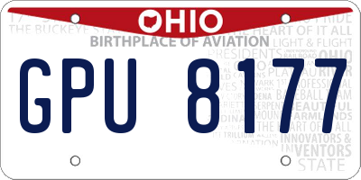 OH license plate GPU8177