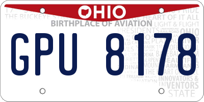 OH license plate GPU8178