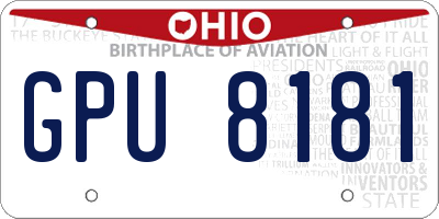 OH license plate GPU8181