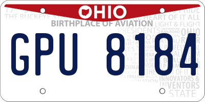 OH license plate GPU8184