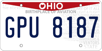 OH license plate GPU8187