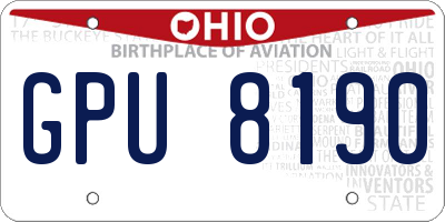 OH license plate GPU8190