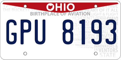 OH license plate GPU8193