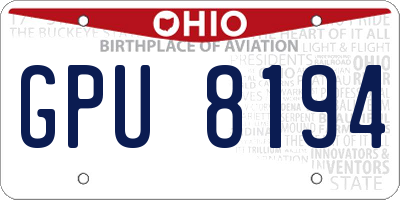 OH license plate GPU8194