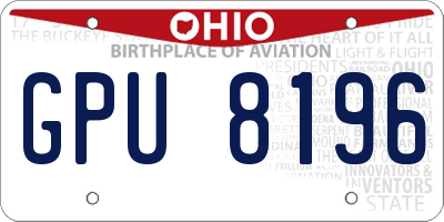 OH license plate GPU8196