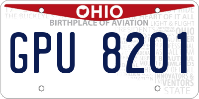 OH license plate GPU8201