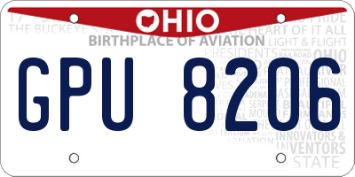 OH license plate GPU8206