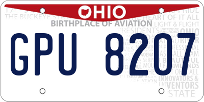 OH license plate GPU8207